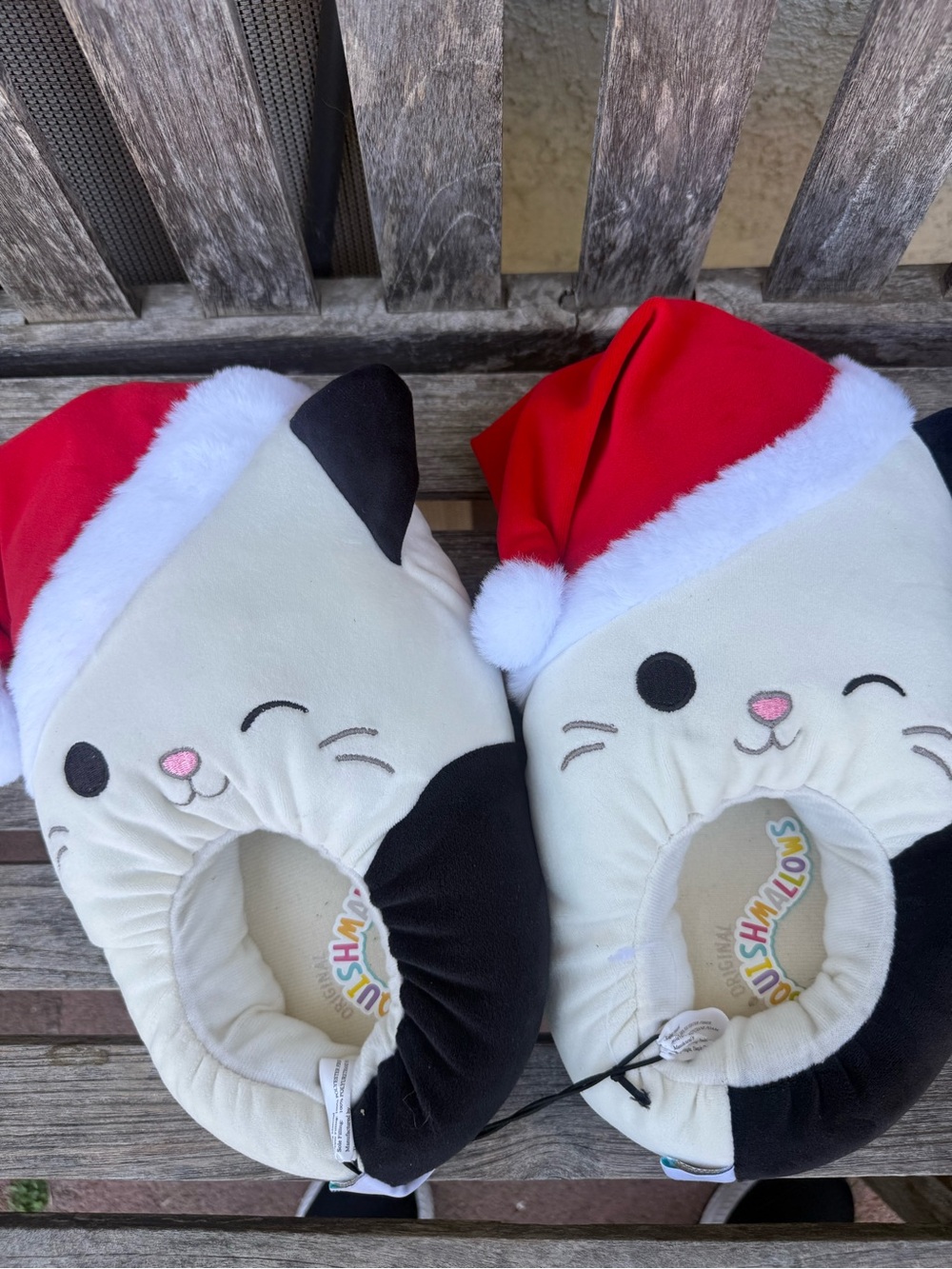 Cute Cat Holiday Slippers with Santa Hat size 9 squishmallow shoes women’s